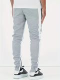 kkboxly  Color Block Joggers Track Pants, Men's Casual Stretch Waist Drawstring Zipper Pockets Sweatpants