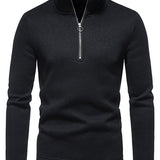 Men's Half Zipper Stand Collar Sweatshirt For Men Solid Sweatshirts For Spring Fall Long Sleeve Tops