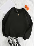 kkboxly  Plus Size Casual Sweatshirt, Women's Plus Solid Liner Fleece Long Sleeve Crew Neck Slight Stretch Pullover Sweatshirt, Casual Tops For Fall & Winter, Plus Size Women's Clothing