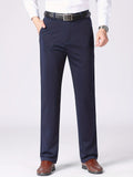 kkboxly  Classic Design Dress Pants, Men's Casual Solid Color Slightly Stretch Dress Pants For Spring Summer Business