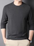 kkboxly Solid Trendy Sweatshirt, Men's Casual Basic Crew Neck Sweatshirt For Men Fall Winter