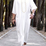 kkboxly  Ethnic Style Arab Muslim Robe Shirt Dress For Men - Long Sleeves, Loose Fit, Casual And Comfortable