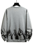 Fire Pattern Print, Men's Sweatshirt, Loose Trendy Pullover, Men's Clothing