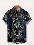 2025 kkboxly  Men's Plus Size Hawaiian Shirt with Leaves Print - Perfect for Summer Vacations and Resort Wear