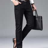 Men's Slim Fit Stretch Jeans, Semi-formal Comfy Straight Leg Jeans For Business