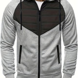 Men's Casual Zip Up Hoodie, Warm Hooded Jacket With Zipper Pocket For Sports
