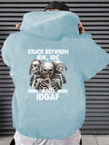 kkboxly  Skeleton Pattern Zip Up Hoodie, Men's Casual Stretch Hooded Sweatshirt Sportswear