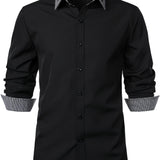 kkboxly  Men's Button Down Plaid Collar  Long Sleeve Shirt, Business Casual Dress Shirts