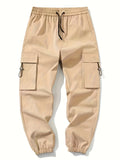 Kid's Pockets Patched Cargo Pants, Elastic Waist Trousers, Boy's Clothes For All Seasons