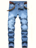 Slim Fit Ripped Jeans, Men's Casual Street Style Distressed Denim Pants