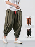 kkboxly  Men's Stylish Harem Pants, Casual Cotton Drawstring Hip Hop Loose Pants For Outdoor, Men's Clothing