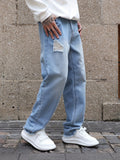 Men's Street Style Loose Wide Leg Denim Jeans, Fashion Trend, Y2K Style, Can Be Paired With Chain Jewelry