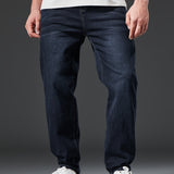 kkboxly  Plus Size Men's Loose Straight Jeans, Casual Pants For All Season For Big And Tall Guys, Best Sellers Gifts