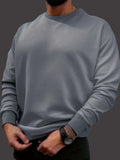 kkboxly Trendy Sweatshirt, Men's Casual Solid Crew Neck Sweatshirt For Fall Winter