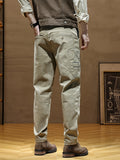 kkboxly  Spring And Autumn Men's Casual Cargo Solid Straight Cotton Comfy Pants With Pockets For Outdoor