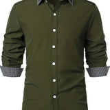 kkboxly  Men's Button Down Plaid Collar  Long Sleeve Shirt, Business Casual Dress Shirts