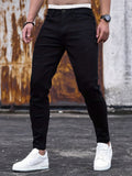 kkboxly  Chic Slim Fit Jeans, Men's Casual Street Style Medium Stretch Denim Pants