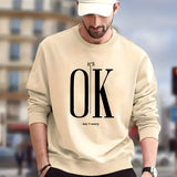 kkboxly  It's OK Print Trendy Sweatshirt, Men's Casual Graphic Design Crew Neck Pullover Sweatshirt For Fall Winter