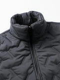 kkboxly  Men's Fleece Lined Padded Jacket, Men Casual Padded Coat Windbreaker Zipper Pocket Stand Collar For Men Winter