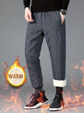 kkboxly  Men's Thermal Fleece Pants, Casual Warm Joggers For Fall Winter Outdoor