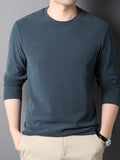 kkboxly Solid Trendy Sweatshirt, Men's Casual Basic Crew Neck Sweatshirt For Men Fall Winter