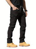 Trendy Solid Cargo Pants, Men's Multi Flap Pocket Trousers, Loose Casual Outdoor Pants, Men's Work Pants Outdoors Streetwear Hip Hop Style