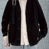 Men's Casual Single Breasted Jacket, Retro Loose Fit Cardigan Sweater Coat