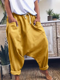 Drawstring Solid Harem Pants, Casual Elastic Waist Long Length Pants, Women's Clothing