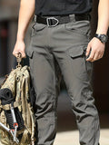 Trendy Solid Cargo Pants, Men's Multi Flap Pocket Trousers, Loose Casual Outdoor Pants, Men's Work Pants Outdoors Streetwear Hip Hop Style