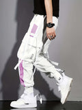 kkboxly  Multi-pocket Ribbon Design, Men's Color Block Cargo, Trendy Comfy Jogger Pants