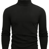 kkboxly  Casual Solid Men's Autumn And Winter Turtleneck Long-sleeved Fit T-shirt