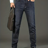 kkboxly  Men's High Quality Straight Leg Jeans For Business, Semi-formal Stretch Denim Pants