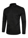 kkboxly  Thin Material, Two Sizes Smaller, Business Button Up Shirt Solid Color Men's Long Sleeve Shirt Best Sellers