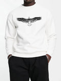 kkboxly Big Eagle Print Men's Crew Neck Long Sleeve Sweatshirt, Casual Wear, Men's Clothing