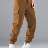 kkboxly  Trendy Cargo Pants, Men's Multi Flap Pocket Trousers, Loose Casual Outdoor Pants, Men's Work Pants Outdoors Streetwear Hip Hop Style