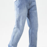 kkboxly  Classic Design Loose Fit Jeans, Men's Casual Street Style Denim Pants For All Seasons