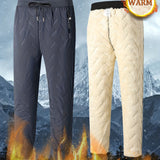 kkboxly  Warm Fleece Joggers, Men's Casual Waist Drawstring Zipper Pockets Sports Pants Sweatpants For Fall Winter