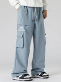 kkboxly  Men's Relaxed Fit Drawstring Cargo Pants With Pockets, Loose Trendy Overalls