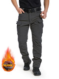 kkboxly  Multi Pocket Men's Tactical Thermal Pants, Loose Casual Outdoor Military Pants, Mens Cargo Pants For Hiking