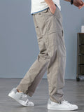 kkboxly Men's Casual Comfy Cotton Multi Pocket Pants, Chic Street Style Cargo Pants