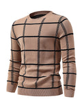 kkboxly  Men´s Casual Plaid Sweater, Loose Comfy Stretch Pullover, Men's Clothing