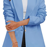 kkboxly   Women's Blazers Casual Plus Size Long Sleeve Open Front Style Jacket Boyfriend Solid Blazer