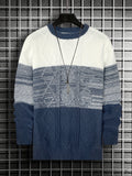 kkboxly  Men's Gradient Crewneck Casual Check Knit Pullover Sweater