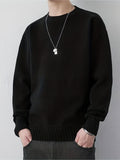 kkboxly  All Match Knitted Sweater, Men's Casual Warm Slightly Stretch Crew Neck Pullover Sweater For Fall Winter