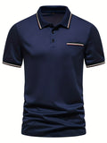 kkboxly  Men's Causal V-neck Button Up Short Sleeve Polo Shirts Men's Comfortable Tops For Summer