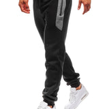 kkboxly  Zipper Pocket Joggers, Men's Casual Loose Fit Slightly Stretch Waist Drawstring Pants For The Four Seasons Fitness Cycling