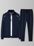 kkboxly  Two Piece Outfits For Men, Men Classic Design Zipper Up Jacket And Sweatpants Drawstring Pants