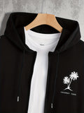 kkboxly  Coconut Palm Pattern Zip Up Hoodie, Men's Casual Stretch Hooded Sweatshirt Jacket, Men's Sportswear