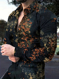 kkboxly  Floral Print Shirt, Men's Casual Button Up Long Sleeve Shirt For Summer Fall Business Beach Resort