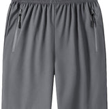 Quick Drying Comfy Shorts, Men's Casual Zipper Pockets Shorts For Summer Gym Workout Training